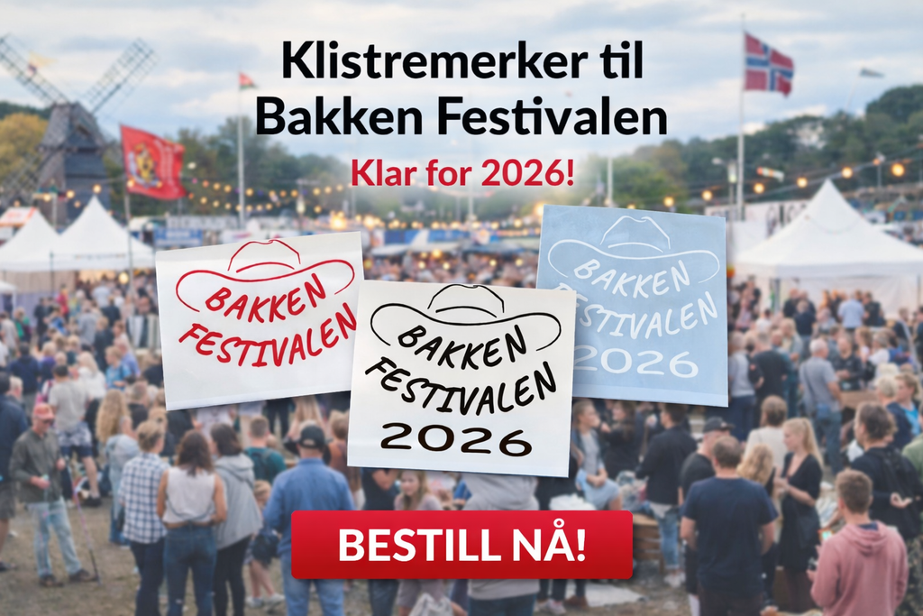 Bakkenfestivalen 2026 klistremerke fra Grimstad Print